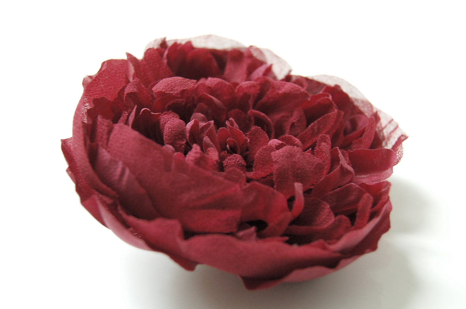 Claret/maroon handmade 100% silk flower hair clip/pin brooch