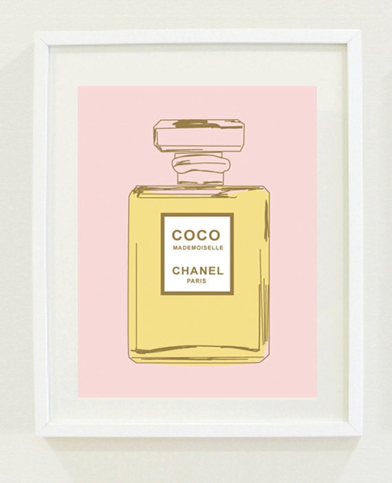 Print: 8 "X 10" Coco Chanel Perfume Bottle Print, Office wall art, Bedroom wall art, mother's day gift idea