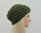 Beanie Hat in Forest Floor, Green  Winter Accessories, Green Hat, Hand Knit Hat for Women and Men,  Unisex  Green Hat