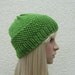 Hand Knit Beanie Hat in Guacamole Green