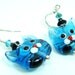 Blue Cat Earrings, Lampwork Earrings, Kitty Earrings, Lampwork Earrings, Swarovski Crystal
