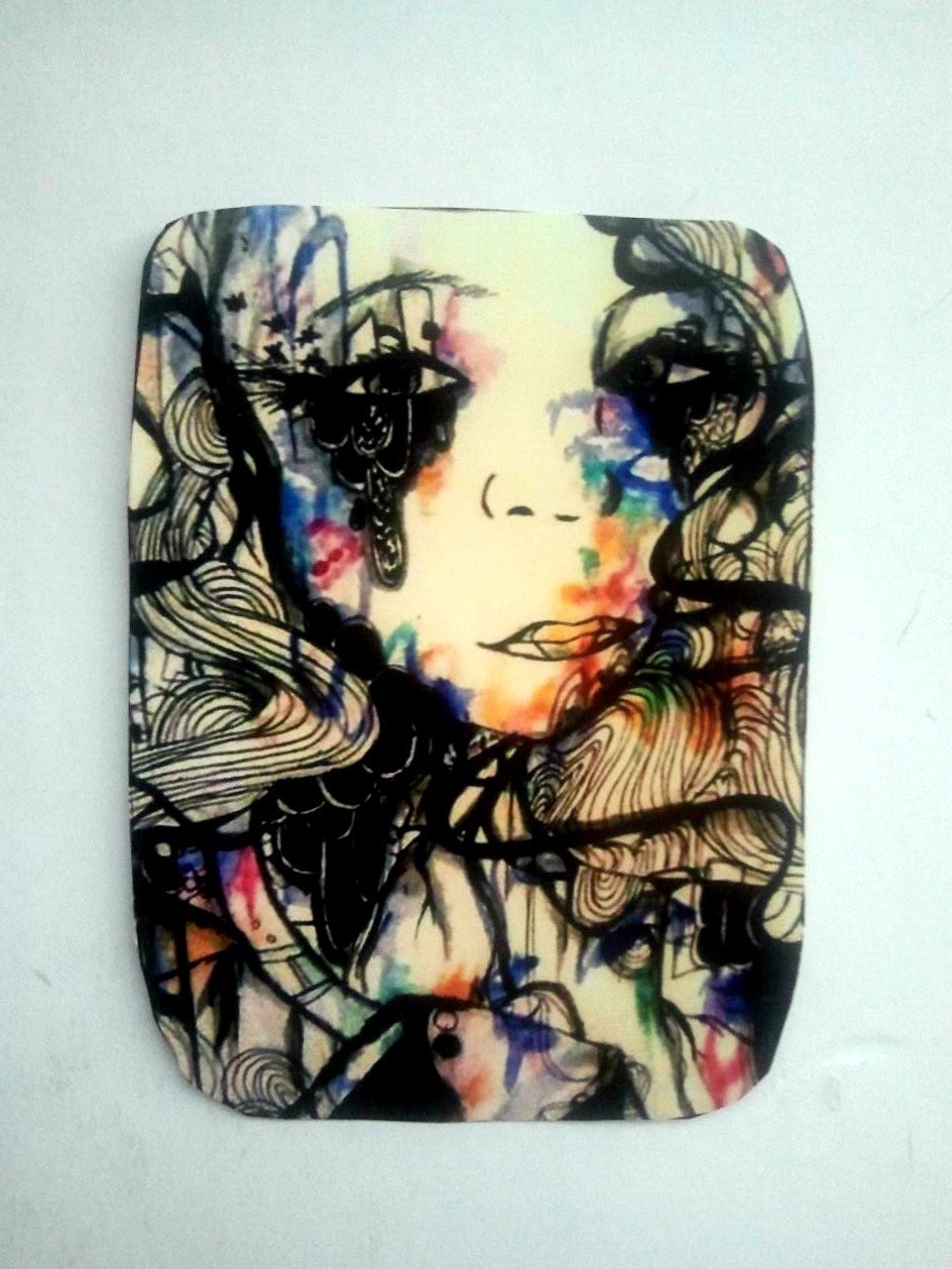 Watercolor art illustration aceo artist trading card reproduction abstract clock mix media art of original when all clocks die