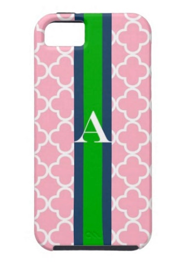 Monogrammed iPhone case Tough cover - Quatrefoil Personalized monogram