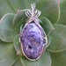 Charoite Stone Sterling Silver Wire Wrapped Pendant