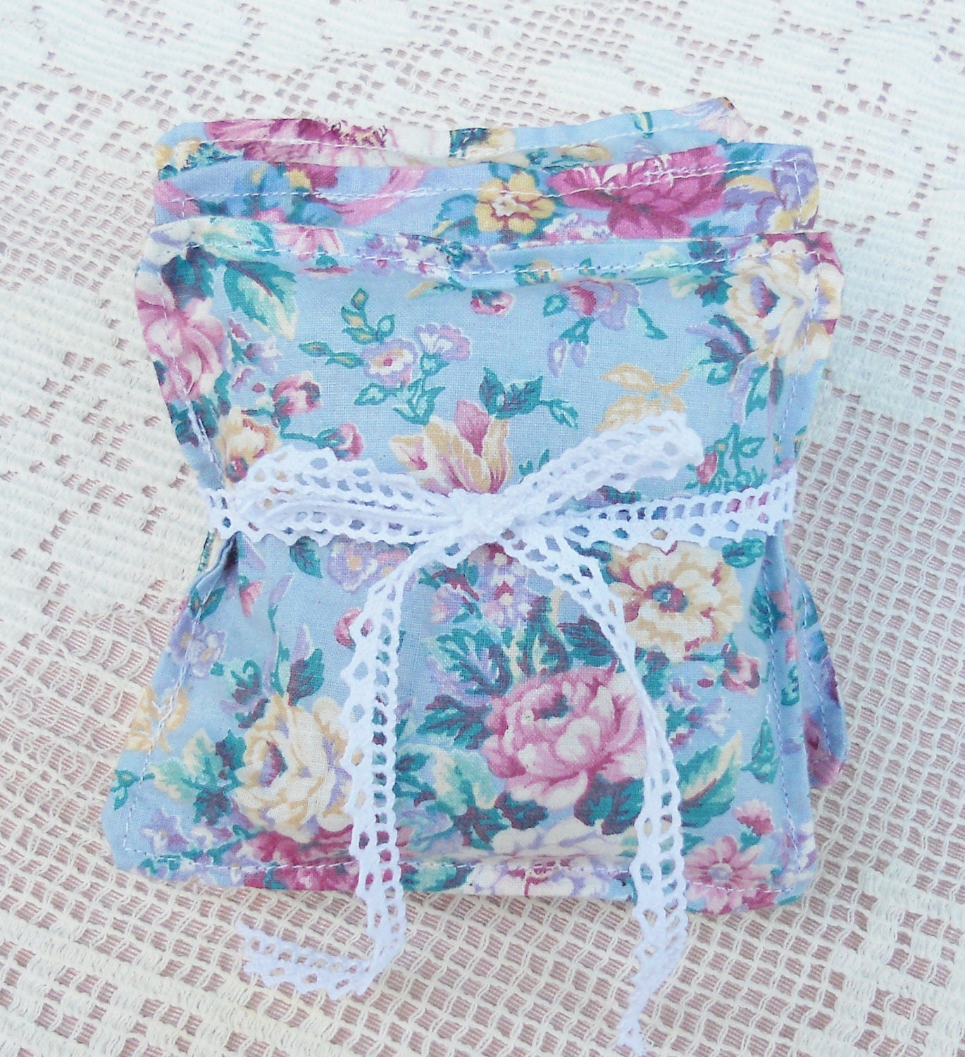 Blue Floral Lavender Sachets - Set of 3 - Herbal, Pillows, Wedding Gifts, College Student, Relaxing, Christmas