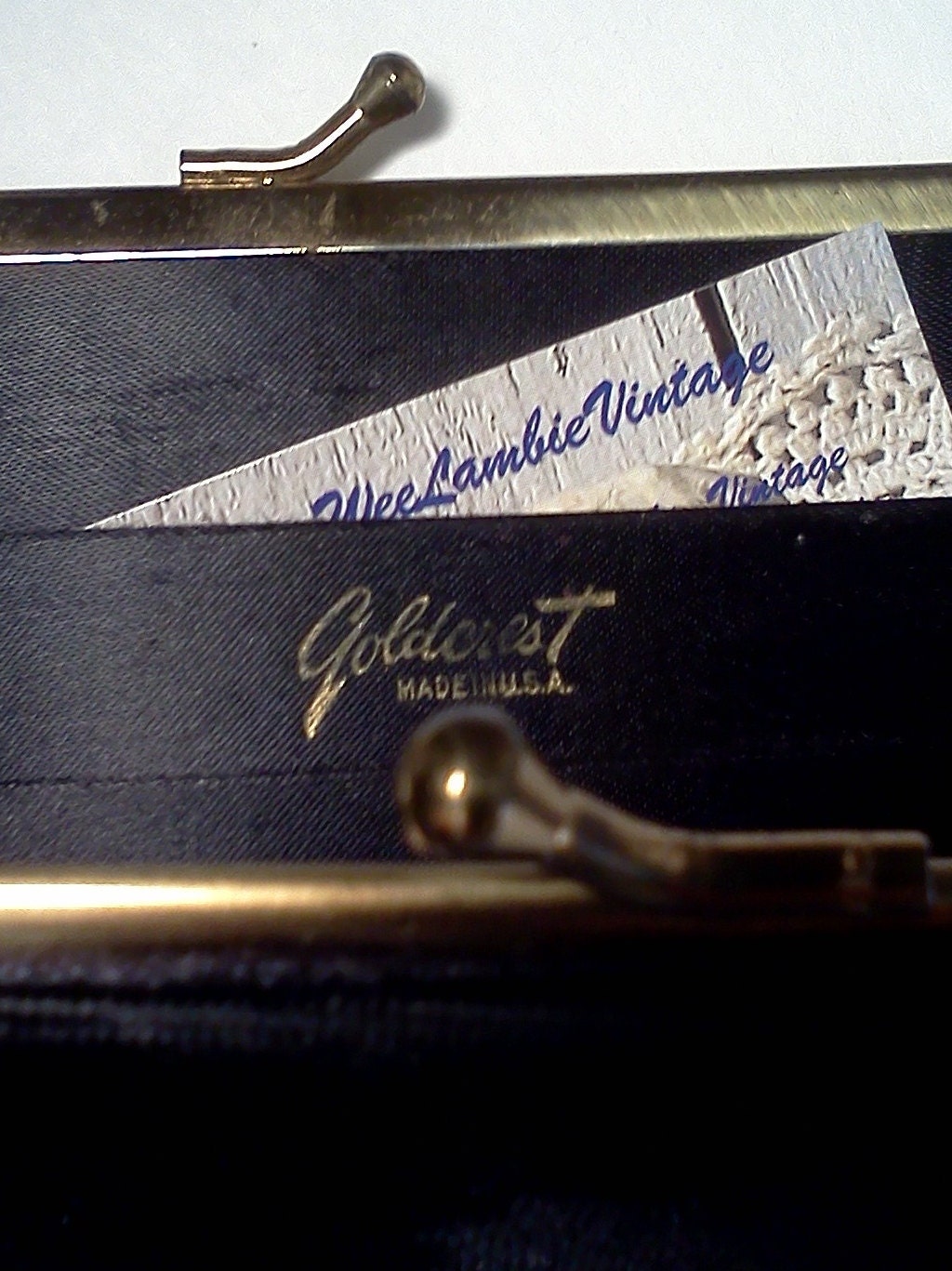 Vintage Black Velvet Clutch/Purse Kiss Clasp by Goldcrest Sexy