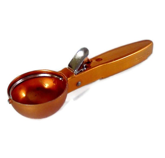Vintage Ice Cream Scoop Progressus Italy Orange Aluminum Retro