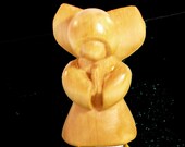 Hand carved Angel Christmas tree ornament  / shelf art sculpture