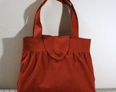 Pleated Handbag with Flap Closure in Burnt Orange