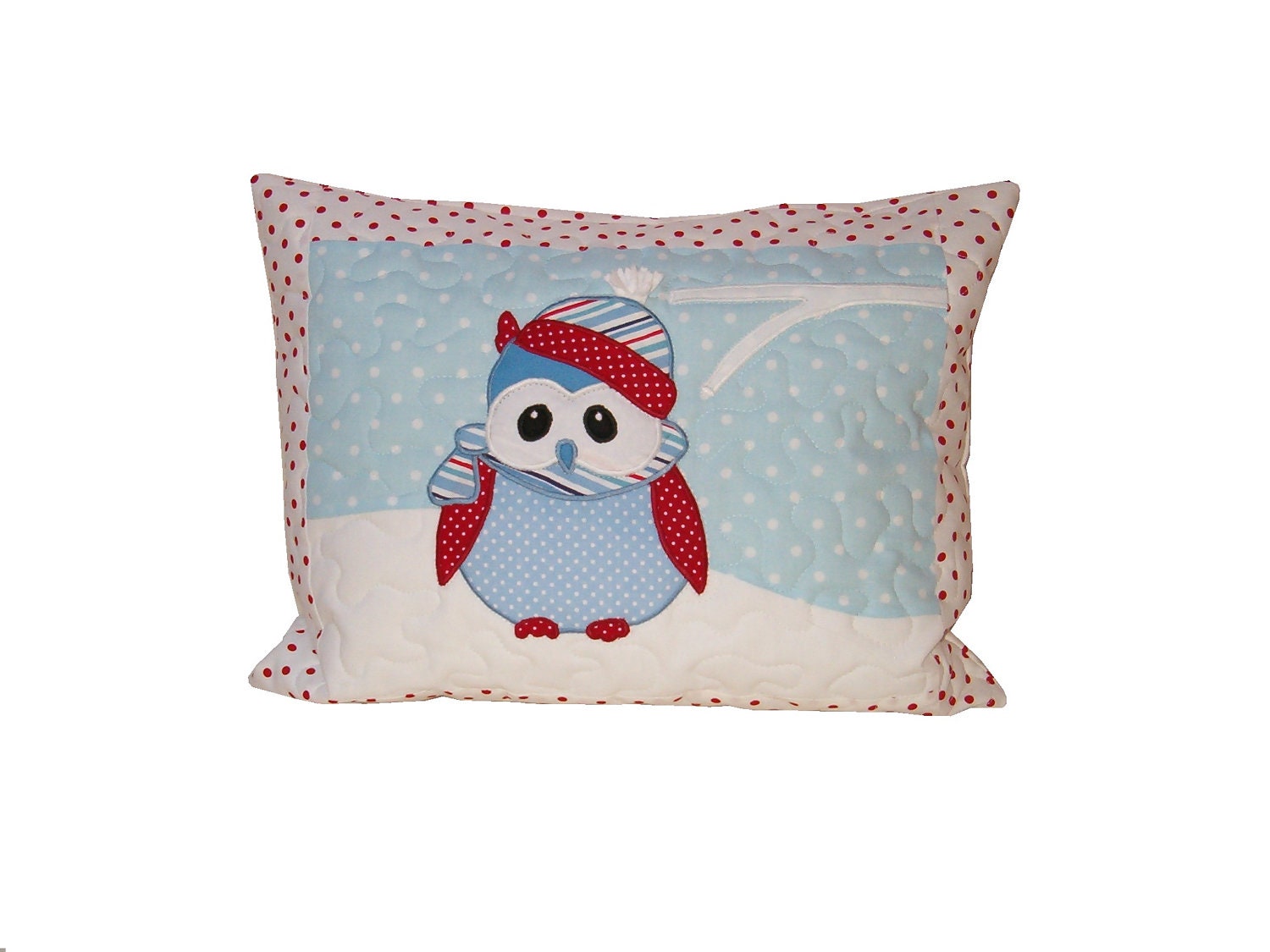 Owl Pillow Cover   Winter  Christmas Holiday Gift red blue