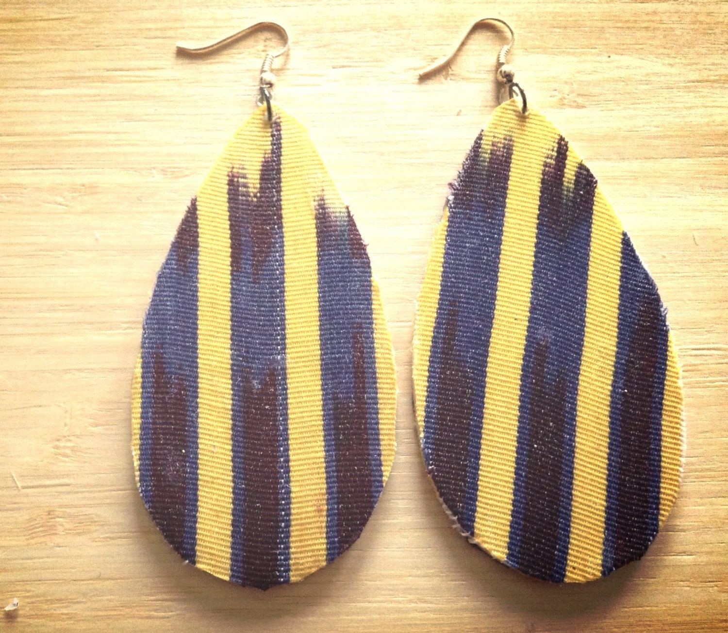 Striped Combo--Big Bold Yellow and Blue Earrings