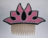 Native Made Pink Black White Hand Beaded Hair Comb