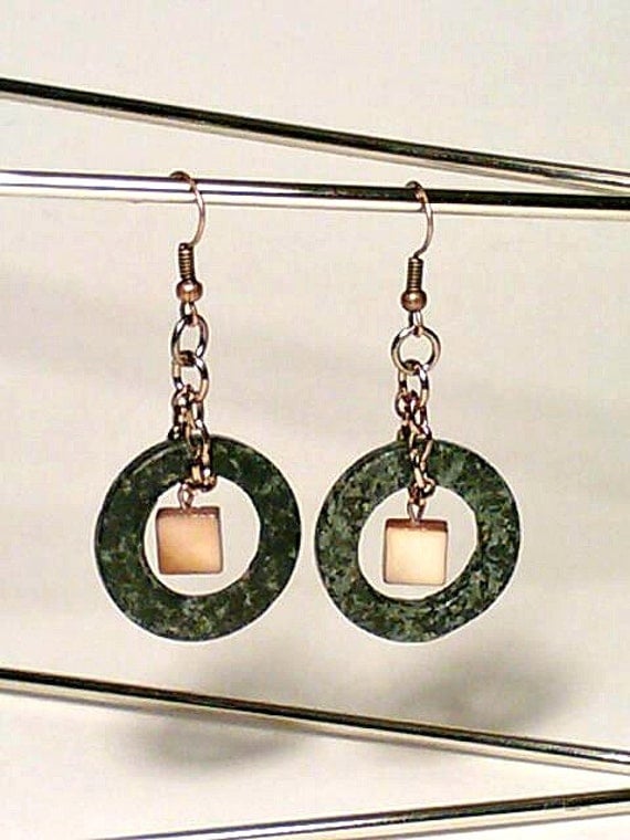 Earrings, Black Earrings, Hoop Earrings, Amber Earrings