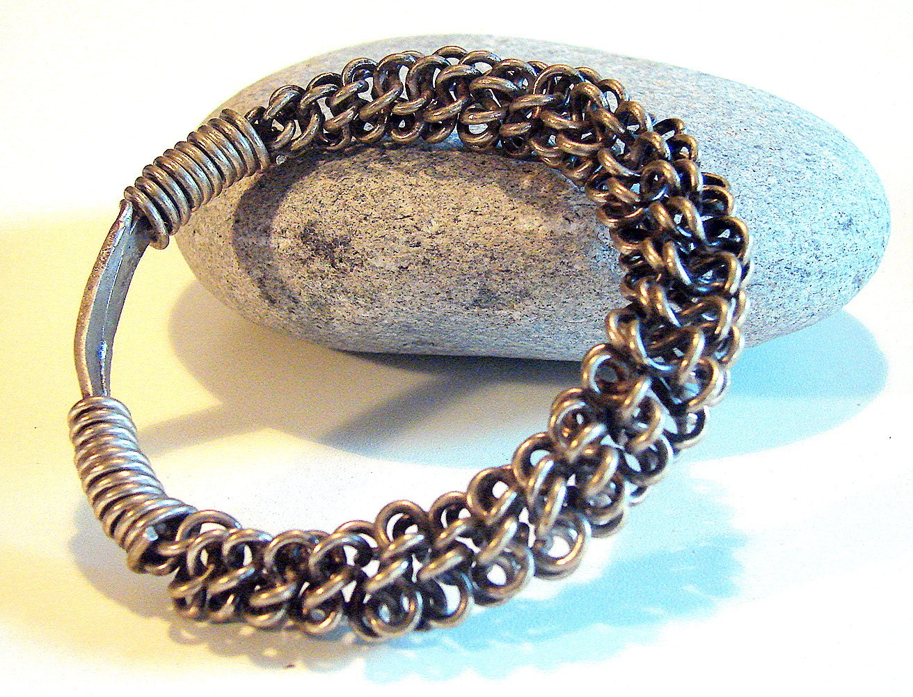 Beautiful Antique Primitive Miao Tribal Silver Bangle Wire Wrapped