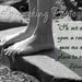 He set my feet upon a rock..."-black & white 5X7 art print- dark raspberry Bible verse-feet standing on a beach rock