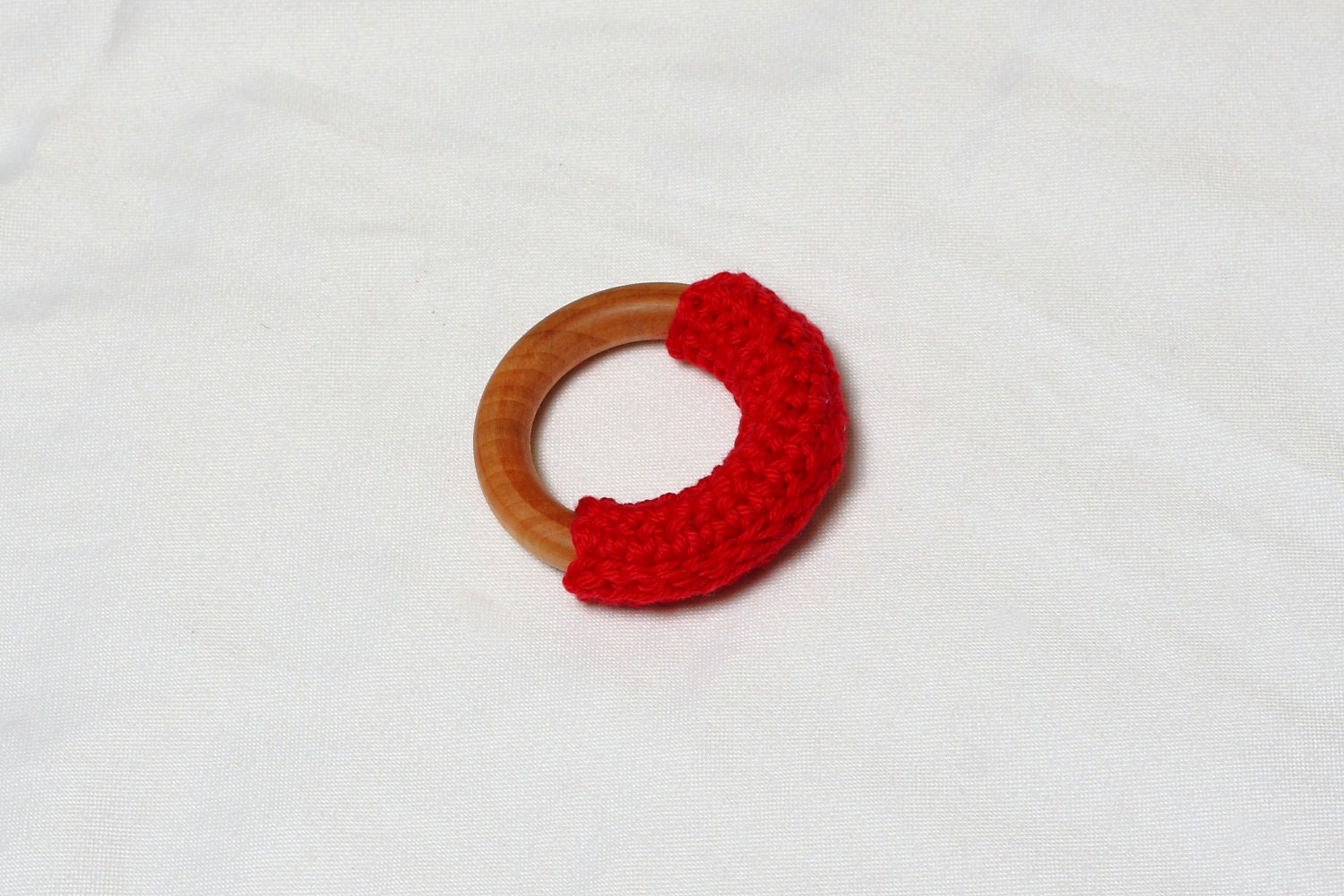 Waldorf inspired crochet teething ring - red