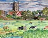 Large Original Watercolour Suffolk English Landscape Painting