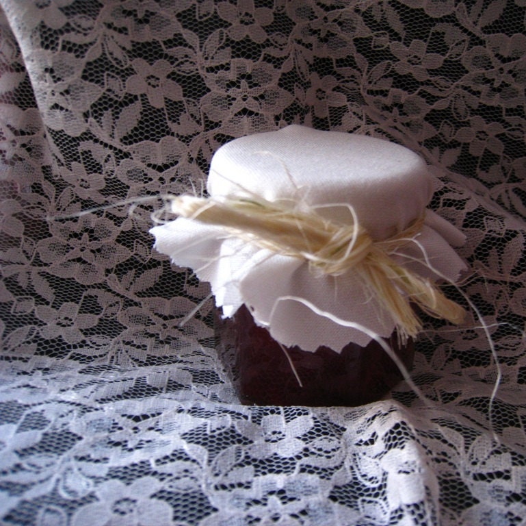 100 Off White Jelly Jar Covers with Natural  Hemp Twine for Wedding Favors
