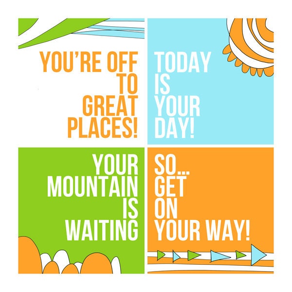 dr. seuss nursery wall art - you're off to great places... - printable wall gallery