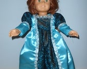 Princess Renaissance dress for 18 Inch American Girl Doll, Aqua Teal  with Silver tiara/crown