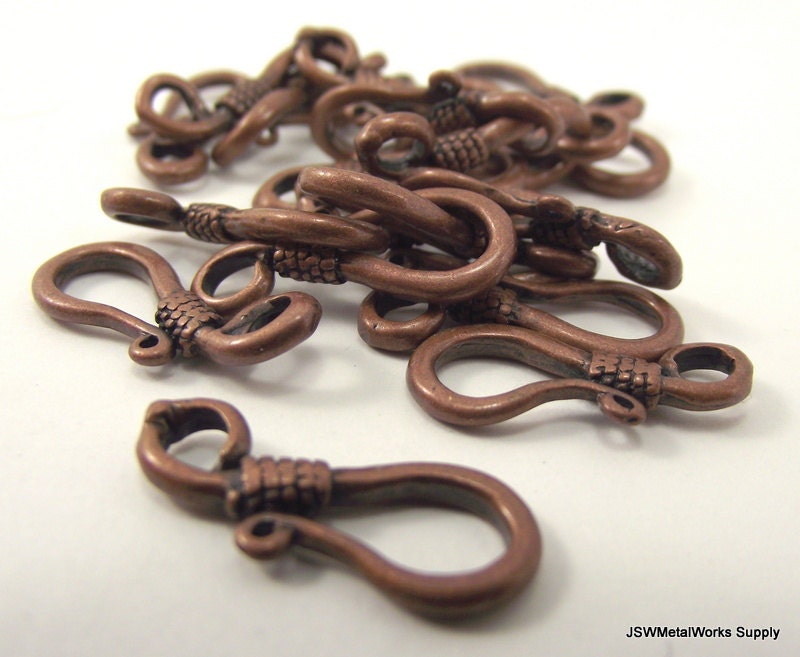 20 Decorative Copper Hook Clasps