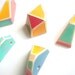 Neon Geometric Faceted Clay Pendans,Do it Yourself Geometric Jewelry,Hand Painted Ceometric beads