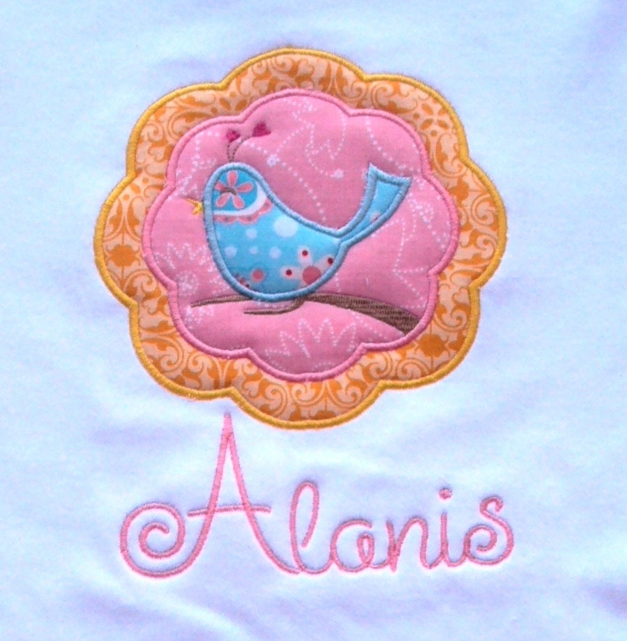 Whimsical little bird applique tshirt