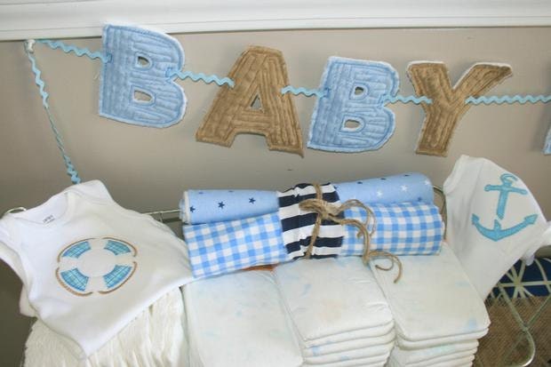 Baby Boy fabric banner/bunting/garland/shabby chic