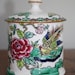 Chinoiserie Staffordshire English chinese bird and peony porcelain crown fine bone china jam jar pot