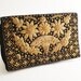 Vintage Gold-Embroidered Velvet Clutch / Vintage Velvet Clutch / Embroidered Clutch / TREASURY ITEM
