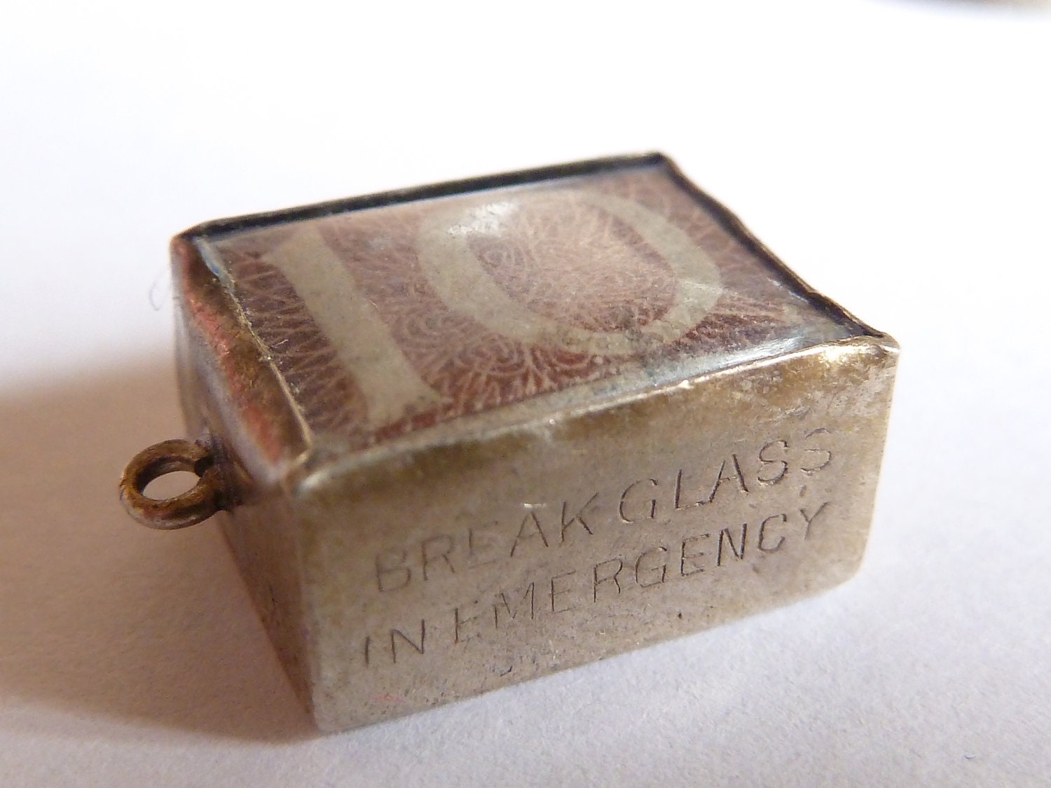 Vintage English Sterling Silver Money Box In Emergency Break glass Charm Bracelet charm pendant