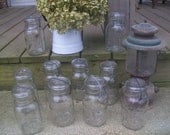 SALE  2 Vintage Ball Ideal Clear Quart Sized Jars with Glass Lids and Wire Bails