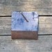 hand-dyed cotton and leather clutch, fold-over clutch, storm clouds
