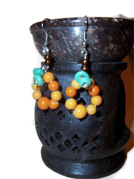 Beaded Pumpkin Earrings, Orange Earrings, Halloween Earrings, Fall Jewelry, Autumn Accessories, Halloween Accessories