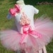 Baby Girl's Birthday Outfit - Pretty in Pink Cupcake Onesie, Tutu and Matching Headband - Light Pink, Bubblegum Pink and Hot Pink