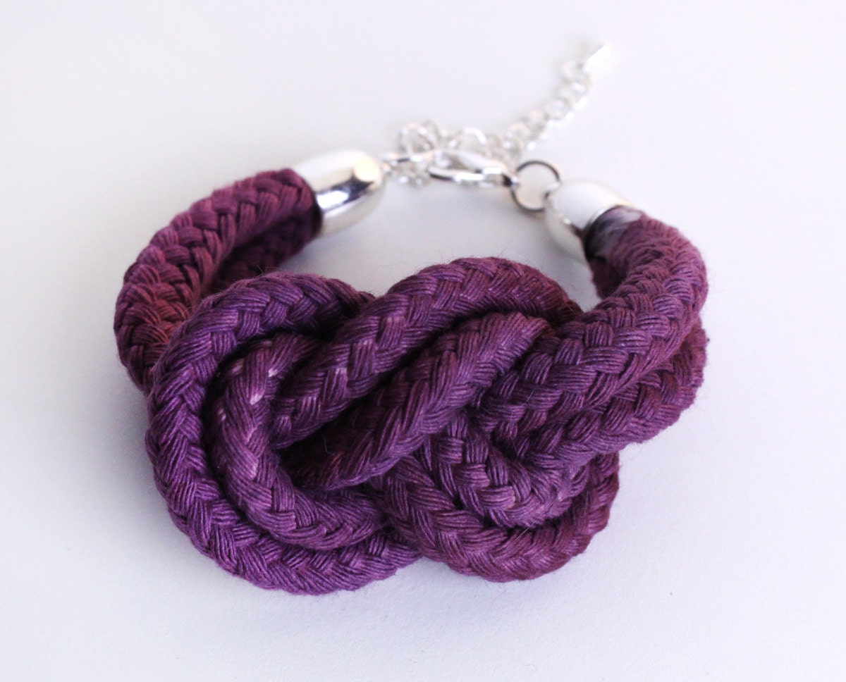 Sailor Knot - Cotton Rope Bracelet in eggplant