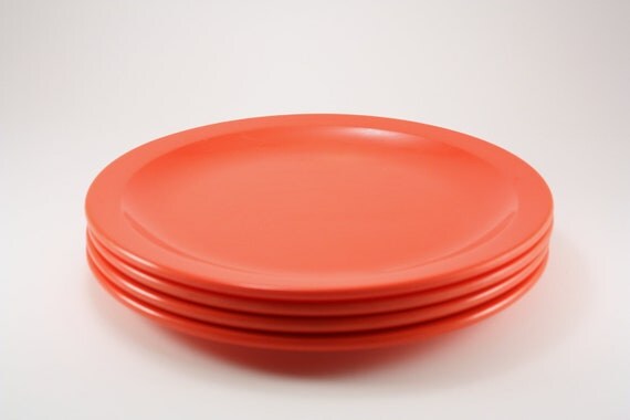 Vintage Red Texas Ware Plates by TheGlassLily on Etsy