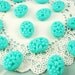 Vintage Chic Aqua Floral Flower Carved Oval Plastic Beads 16x12mm (6)