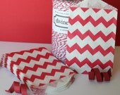20 Red Chevron Stripe Mini Bitty Bags - 2.75"x4"