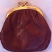 Small Burgundy Gold Brass Leather Case Purse holds your change, pouch, bill holder, coin purse, bag, handbag, purse