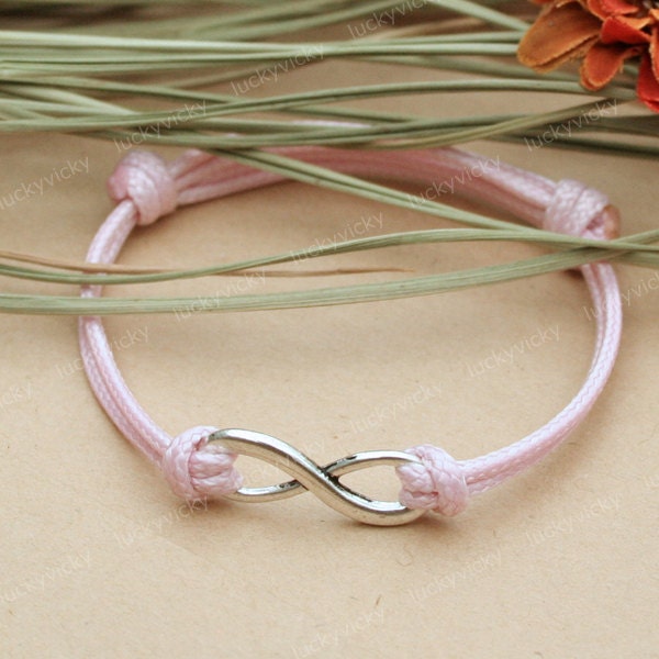 Infinity bracelet- Karma bracelet- Adjustable pink string bracelet-Infinity karma bracelet