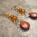 Orange Goldstone and Glass Crystal Earrings.