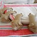 Pig Napkin Rings, Four Little Vintage Piggies Sepia Colored in Stoneware