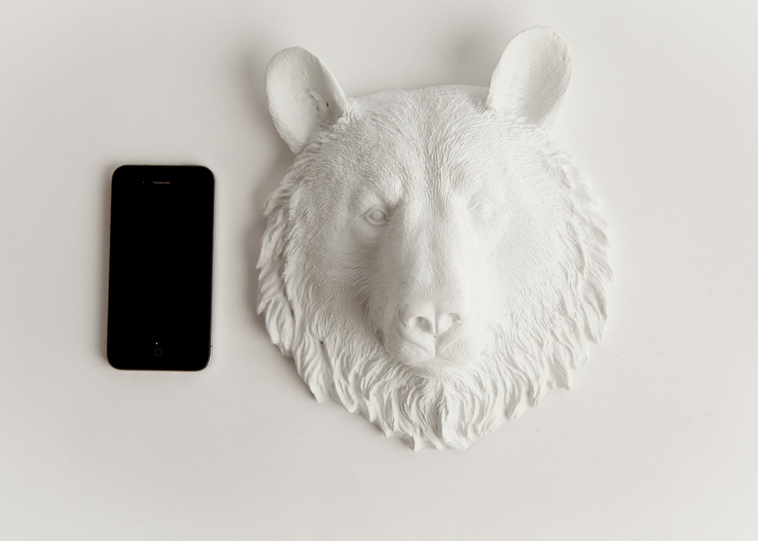 The Hudson - 1 Gold Mini Resin Bear Head- Resin White Faux Taxidermy- Chic & Trendy
