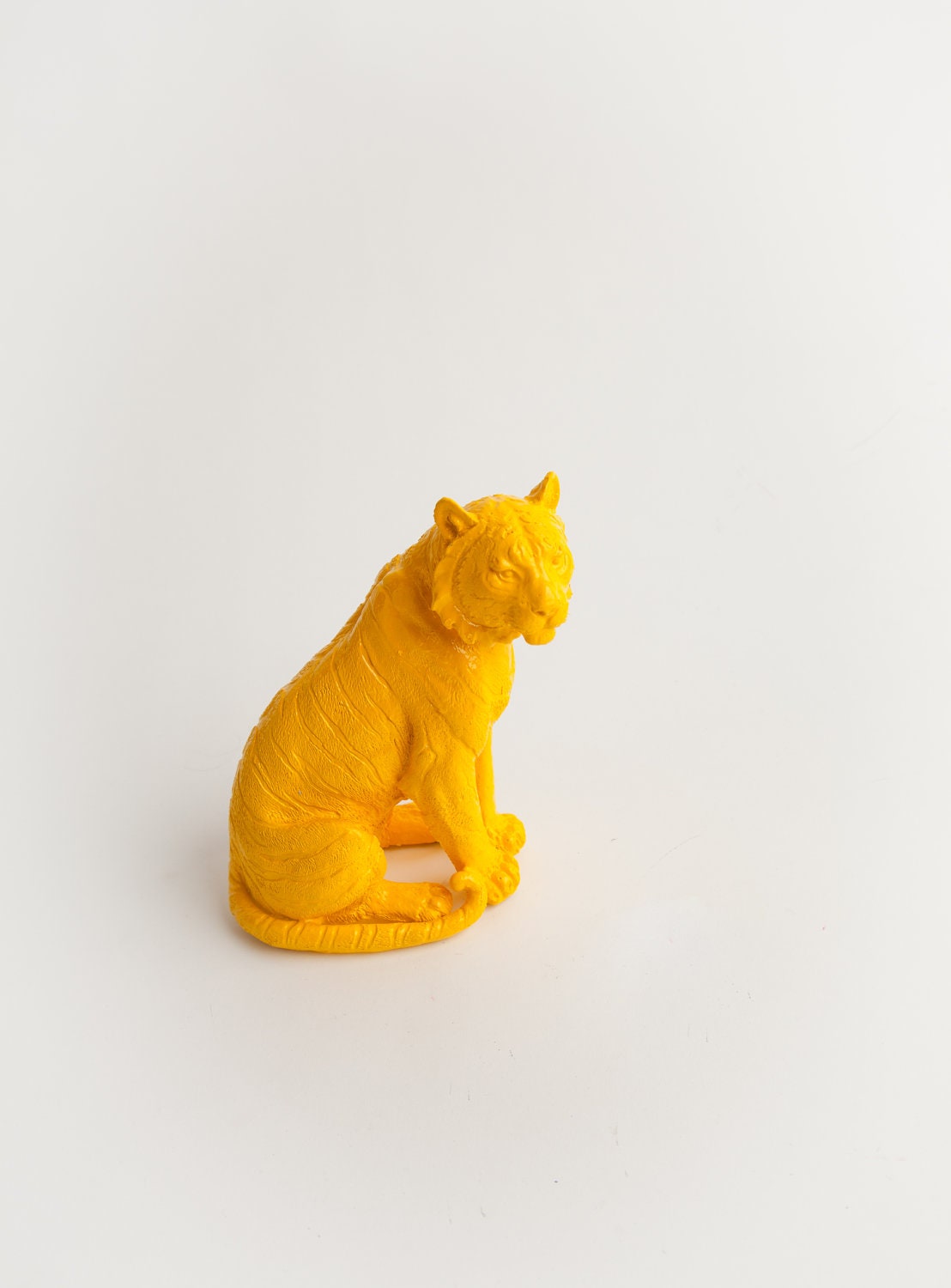 The Euro - Neon Yellow Table Top Tiger Decoration - Animal Statue - Faux Taxidermy
