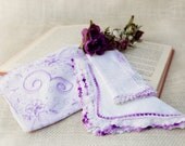 Purple and White Lace Vintage Handkerchief Lot