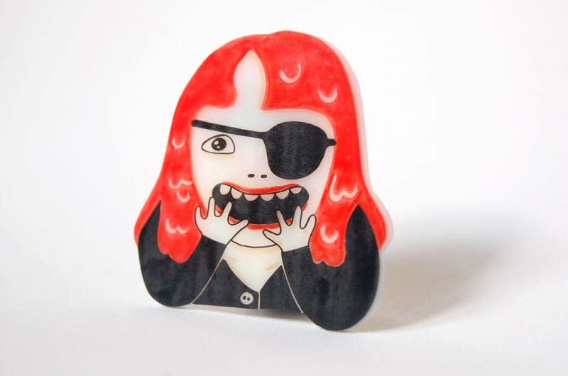 NADINE HURLEY - shrink plastic brooch