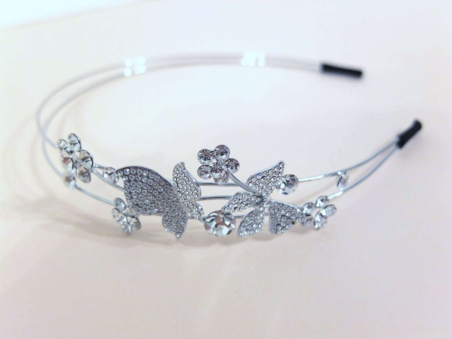Silver Butterfly Rhinestone Bridal / Bridesmaid Headband