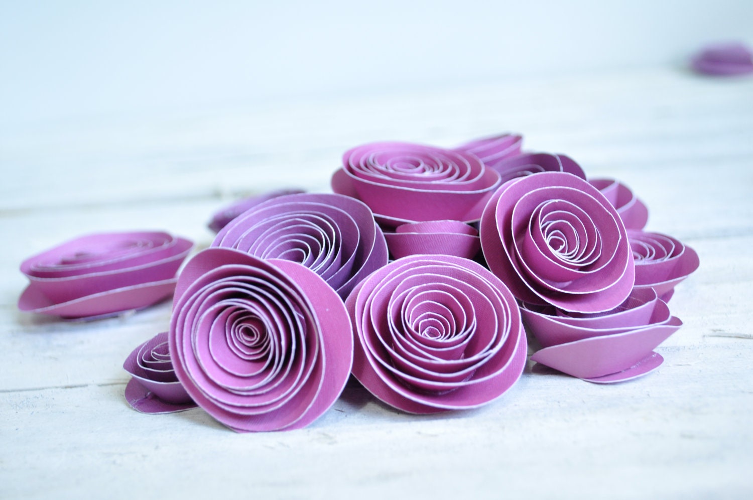 Purple Paper Flowers Set of 25 Flowers
