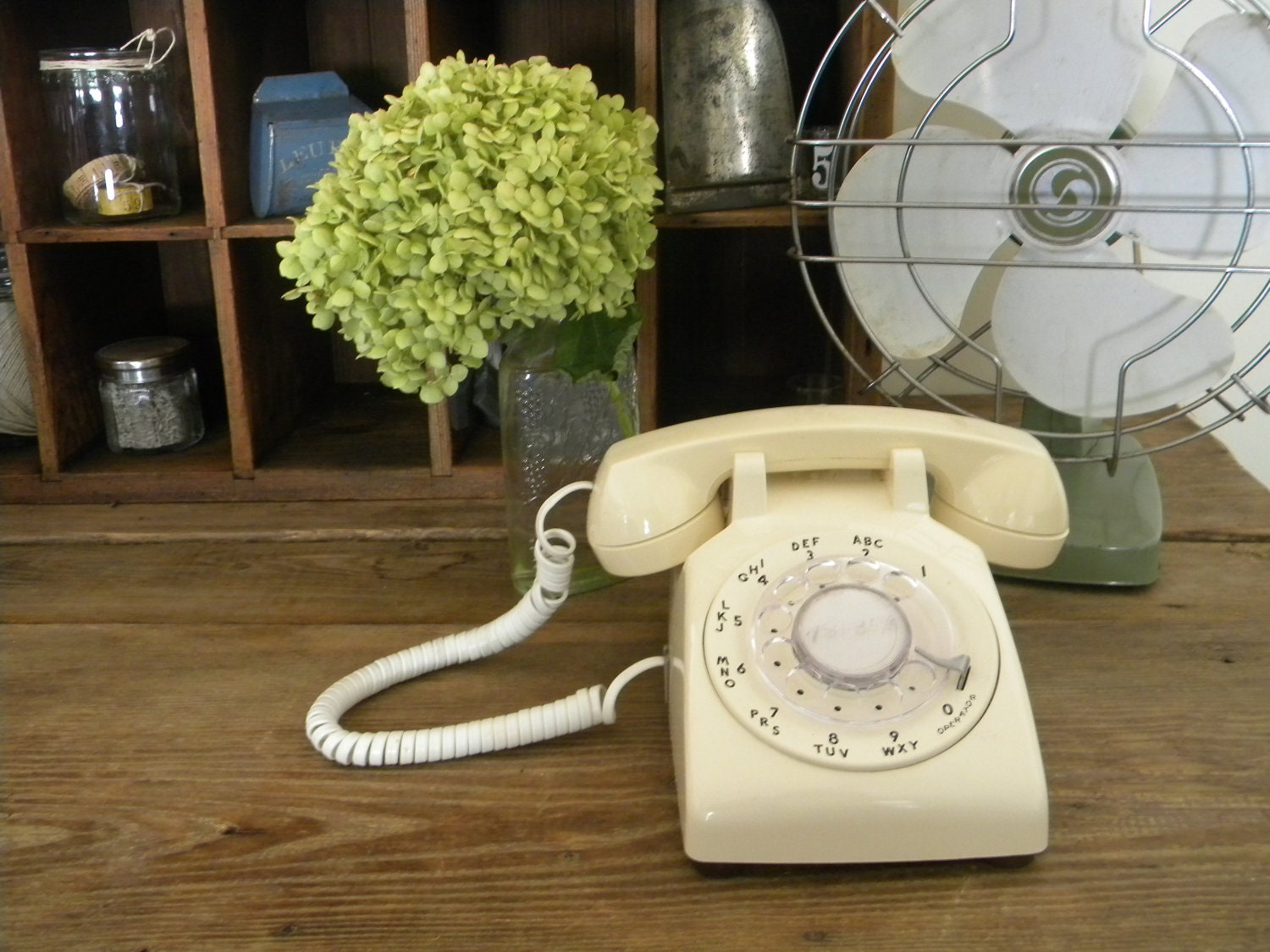 Creamy light yellow AT&T rotary dial phone